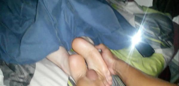  jacking, exploding a load on ex gfs meaty soft sleeping white soles